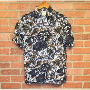 Baird McNutt Mens Linen Shirt Murano Slim Fit Size S Floral Pattern Resort